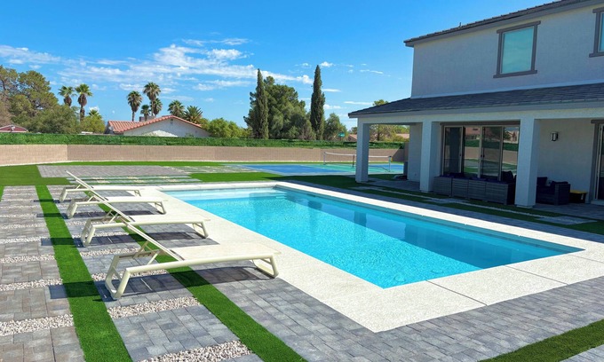 Enterprise House | Luxury Vegas Retreat with Pool Pickleball Court Mini Golf Basketball & Game Loft