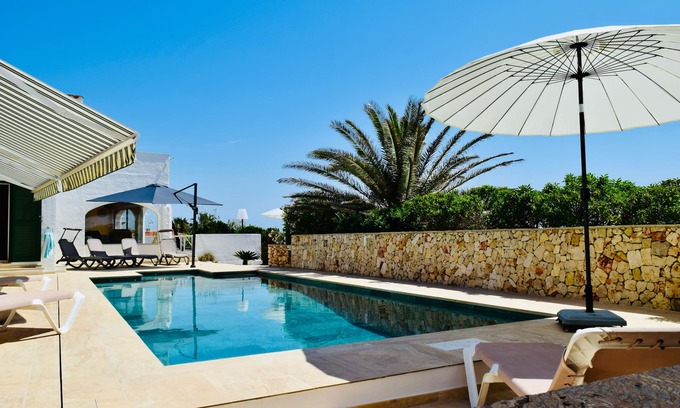 Cala Llonga Villa | Luxury Villa-Heated private salt pool, fantastic view, quiet location near Mahon