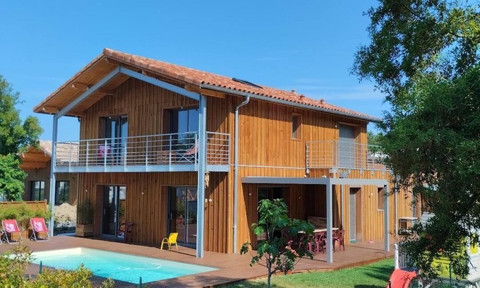Moliets-et-Maa House | Maison Neuve de 150m2, Avec Piscine Chauffée Face à la Forêt, Proche de la Plage