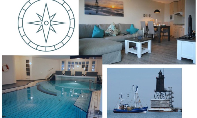 Dorumer Neufeld Apartment | Maritime country house style with sea view - swimming pool, sauna & WLAN included