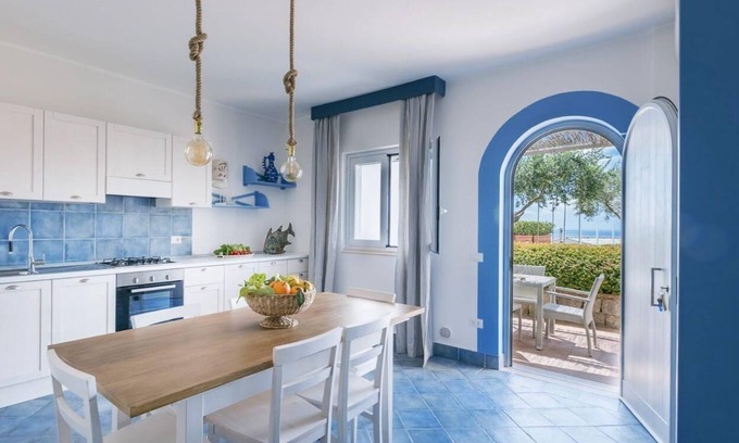 Villammare Apartment | Matte Sea view flat located in the Ruve Bianche Residence with swimming pool and private beach