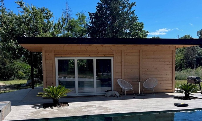 Saint-Alexandre Ski Chalet | Modern hood house with swimming pool, spa and pool house private in Provence