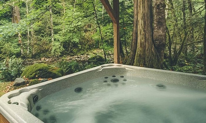 Rhododendron Cabin | Moondance Cabin - Secluded Creekside Log Cabin, Fireplace, Hot Tub