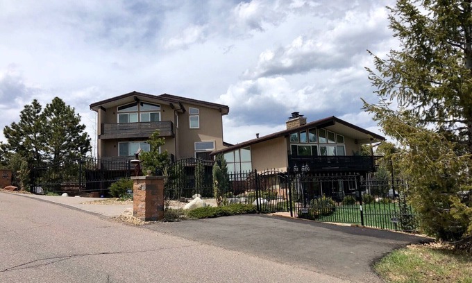 Golden House | Mountain home with hot tub, court, & city views!