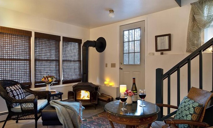 Woodstock Cottage | Mountain Stream Retreat: rustic elegance, decks overlooking stream, wood stove!