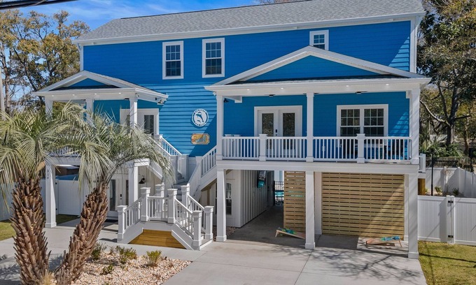 Garden City House | New 6 BR beach house with private hot tub & pool! Walk to beach! Sleeps 18