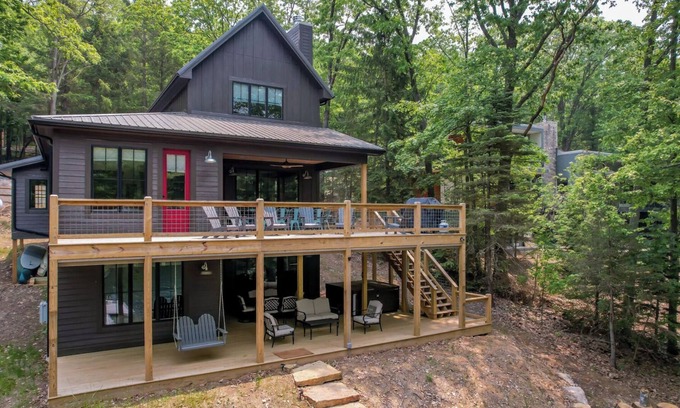 Swanton House | New Construction Lakefront Home with Private Dock, Fire Pit, Hot Tub