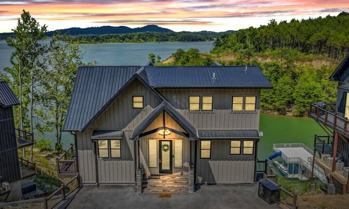 Sevierville House | New lakefront cabin with indoor pool, sauna, hot tub, seasonal private dock!