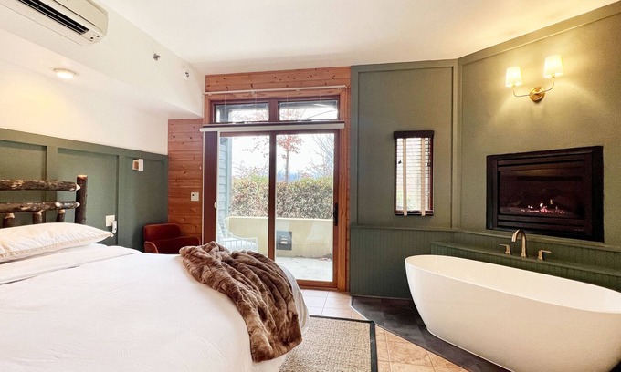 Whittier Apartment | NEW! Romantic Spa Suite with Fireplace & Den