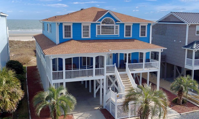 Sunset Beach House | OCEAN FRONT - West End Home @ OIB on the Sound and Sea! Private Pool