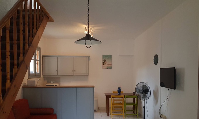 Stoupa House | One bedroom house in Stoupa village Terrace & Balcony with Sea & Mountain views.