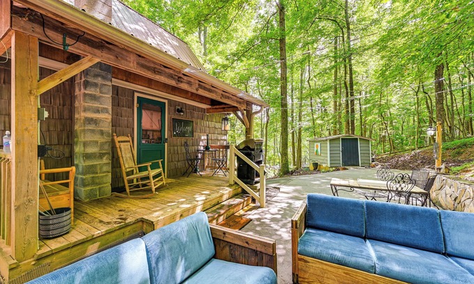 Roaring Gap Cabin | Patio & Fire Pit: Charming Cabin in Roaring Gap!
