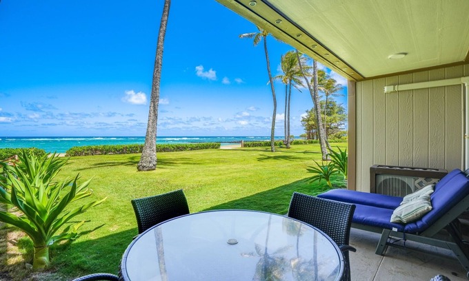 Kapaa Condo | Pono Kai B101, Udated, Beachfront, AC, Walk to Town, Sunrise Views