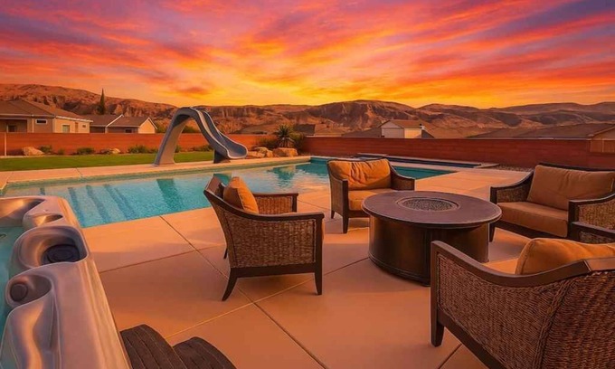 La Verkin House | Pool Hot Tub Fire Pit Water Slide Garage Parking