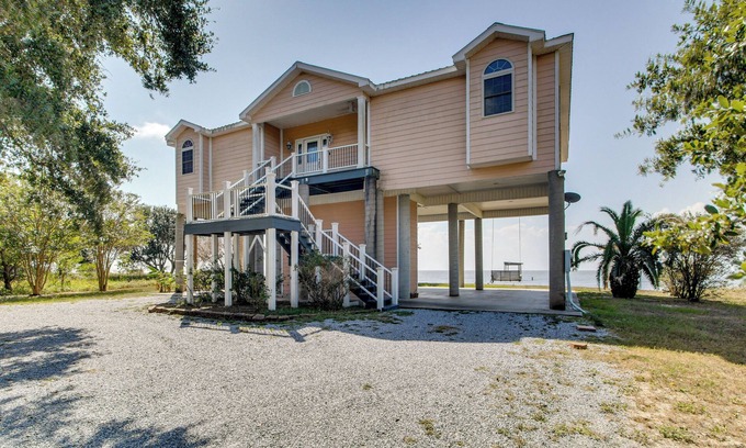 Ocean Springs House | Private Beach & Views! Stilted Ocean Springs Home