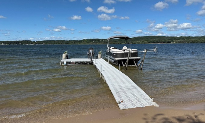 East Jordan House | Private DOCK Lake Charlevoix/Pontoon & GolfCart/RV Parking/3 Acre Property