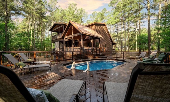 Broken Bow Cabin | Private, RARE salt water pool, Interactive Game Room, Outdoor Playset
