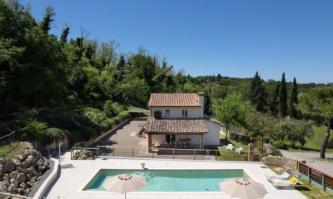 Gambassi Terme Villa | Private Villa with A/C, WIFI, private pool, TV, patio, panoramic view, close to San Gimignano