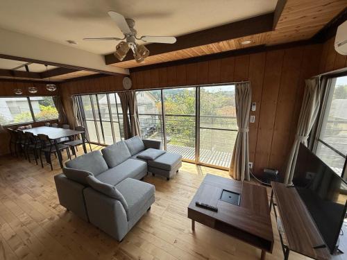 Nagawa House | Private villa with natural hot spring rock bath for up to 9 guests Includes 3 bedrooms ideal for groups Mt Fuji view from the second floor Grandview Minamihakone