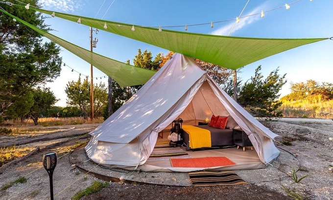 Johnson City RV Rental | Quirky Bell Tent Rental near Austin Ideal for Texas Hill Country Glamping
