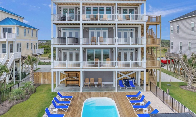 Sneads Ferry House | "Rescued by the Sea": 9 bedroom Oceanfront Newly Built Luxury House with Pool