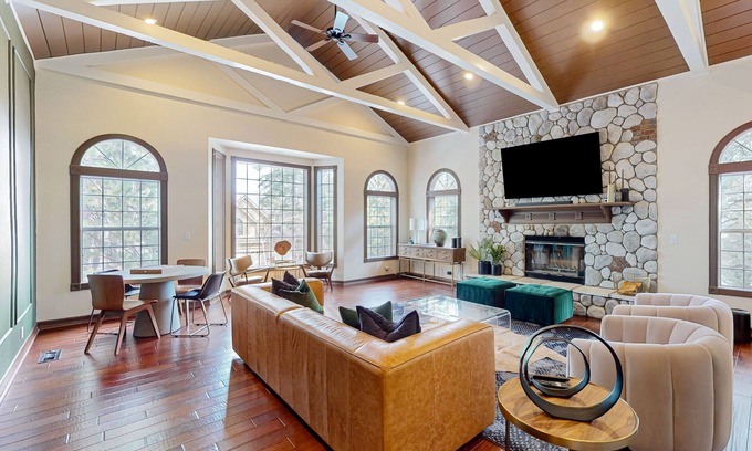 Lake Arrowhead House | Retreat w/speakeasy, fireplace, game room, & patio - near skiing & trails