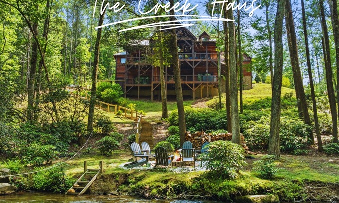 Blue Ridge Cabin | Rustic Lodge, Creek Access, HotTub, FirePit, Games
