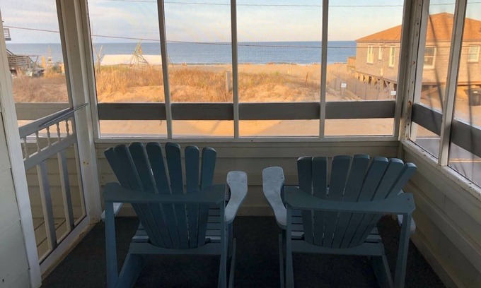Kitty Hawk Condo | Saltaire Cottages4: 2BR Ocean View Steps2 Private Beach Access Screen Porch Pool