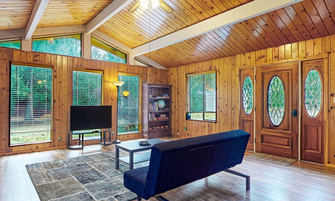 Bellingham House | Secluded, single-level getaway with a large yard, gas fireplace, & dog friendly