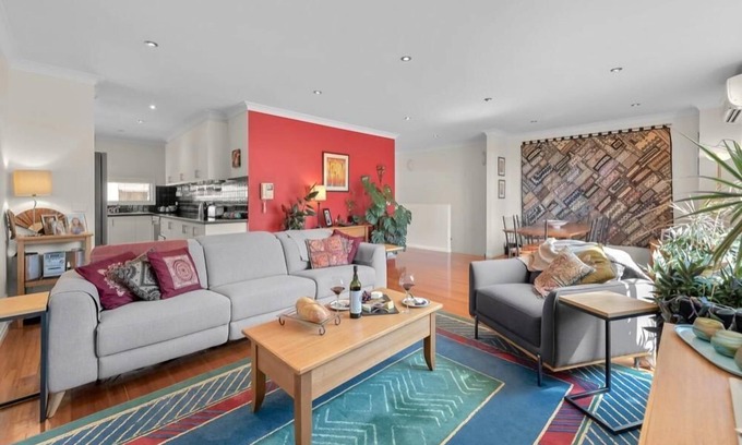 Brunswick House | StayCentral - Tranquil Spacious Townhouse - Glenlyon Road, Brunswick - 3 Bedrooms, 3 Beds, 2 Bathrooms, Off street shared parking spot generally available and parking on street.