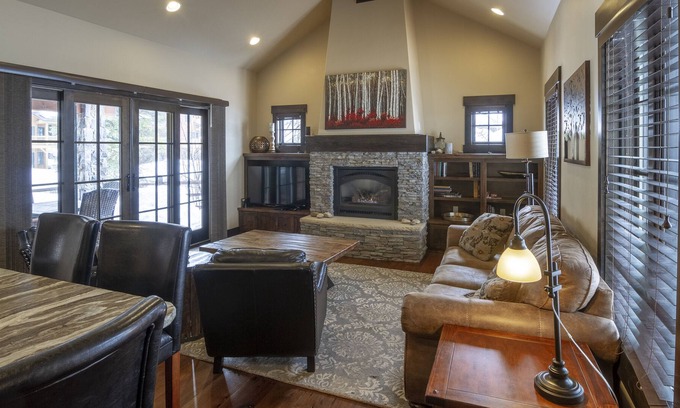 Tamarack Cottage | Stone Fireplace | Private Hot Tub | Mountain Views & Ski Access