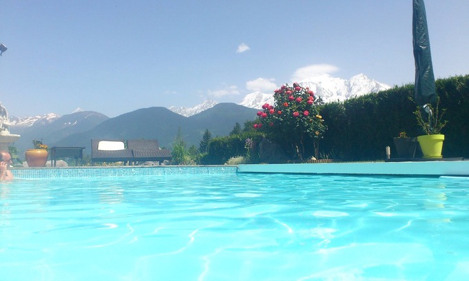 Domancy Apartment | Studio facing Mt Blanc plus pool
