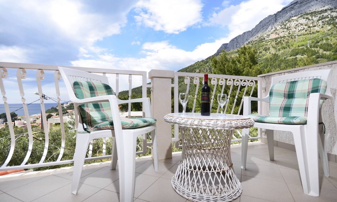 Baska Voda Apartment | Studio flat with balcony and sea view Baška Voda, Makarska (AS-12442-a)