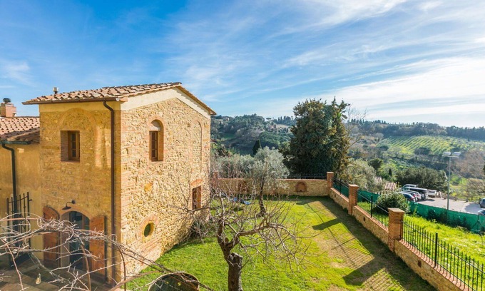 Montescudaio House | Stunning private villa for 3 guests with A/C, WIFI, patio and panoramic view