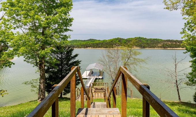 Sevierville Cabin | Sunset Breeze | Luxury Lakeside Cabin- Private Dock+ Hot Tub