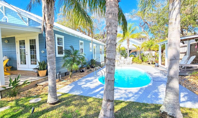 Vilano Beach House | Surfside Oasis ~Tropical Pool! Walk to the Beach! Beautiful Setting. Bikes Included!