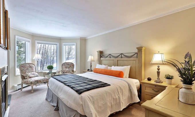 Killington Cabin | The Birch Ridge: European Room #8 - King Suite in Killington, Vermont. Hot Tub.
