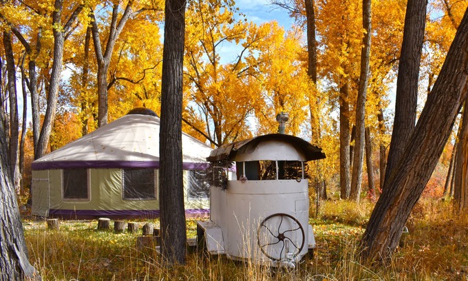 Paonia Cabin | The Grove Yurt is on the North Fork River with outdoor kitchen 2 miles to Paonia