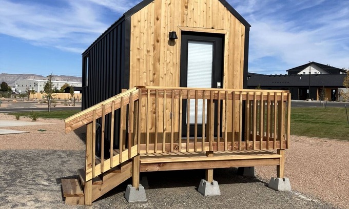Grand Junction House | Tiny home with one queen bed on main floor.