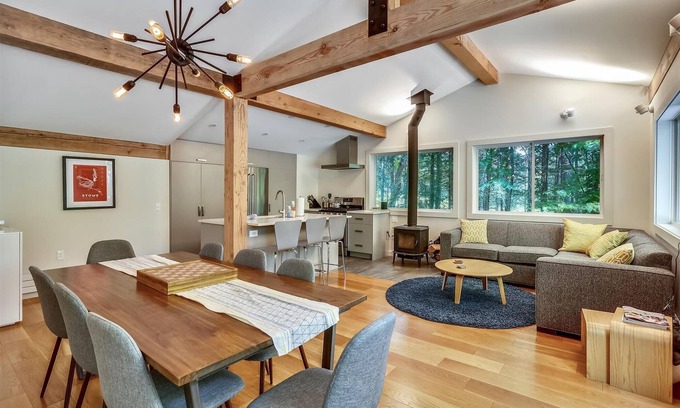 Stowe Area Condo | Tollhouse 10C: 3 br, ski-in/ski-out, woodstove, free ski shuttle, a/c, summer pool!