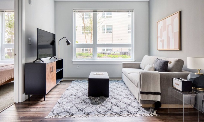 St. Elizabeth's Apartment | Trendy Brighton 1BR w/W/D, Gym, near T, Shops + Dining, by Blueground