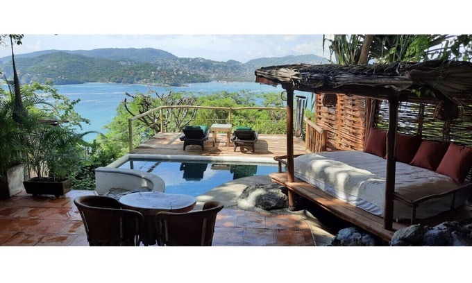 Playa Las Gatas House | Tropical Artist's Bungalow with panoramic sea and bay views and private pool.