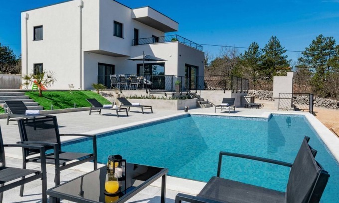 Grubine Villa | VILLA KARIN - NEW - modern villa, EV charger,pool, amazing view, playground, BBQ