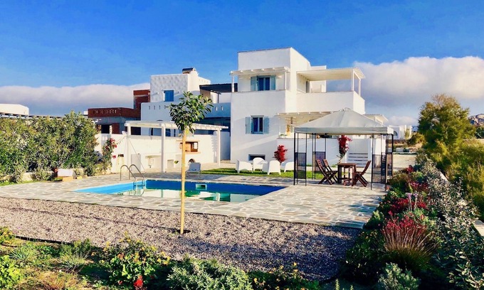Plaka Villa | VILLA PERGOLA, private villa, private pool and amazing view.Quiet area.