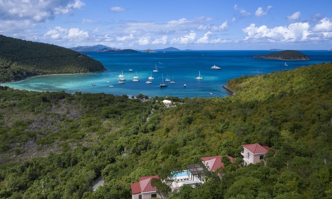 Maho Bay Quarter House | Walk to world famous Maho Bay! Privacy, views, pool, 4 equal king size bedrooms.