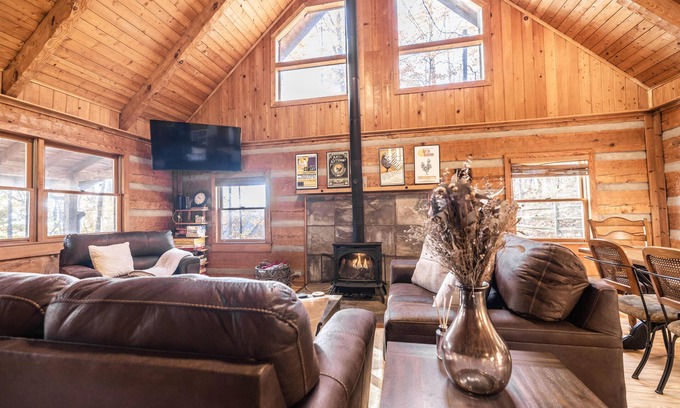 Candler Cabin | Water & Power! Dog Friendly Cabin with Fenced Yard, Hot Tub