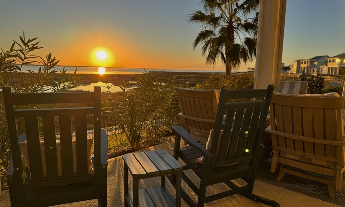 Rockport House | Waterfront Enchantment | Bay-View Home & Casita | Courtyard, Patio & Balcony