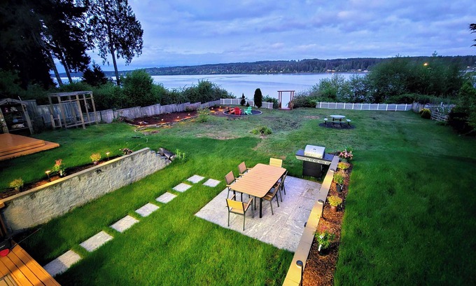 Kingston House | Waterfront Home for 6: Private Beach, Hot Tub, Fire Pit & Game Room