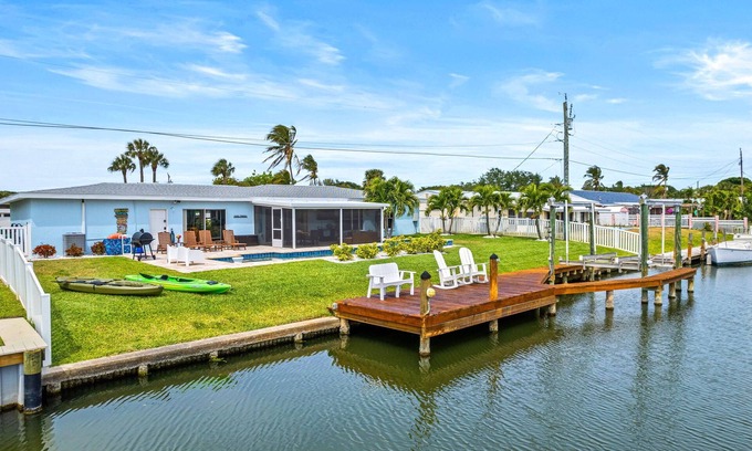 Convair Cove House | Waterfront Home with Dock | Heated Pool | 4.5 Blocks to Beach & Downtown