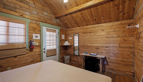 Basic Cabin, 1 King Bed, Shared Bathhouse, Mountain View